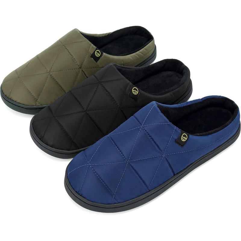 Indoor Memory Foam Slippers Mens Fleece Lined Comfortable House Shoes for Men Closed Toe Waterproof Non-Slip Winter Warm Slippers