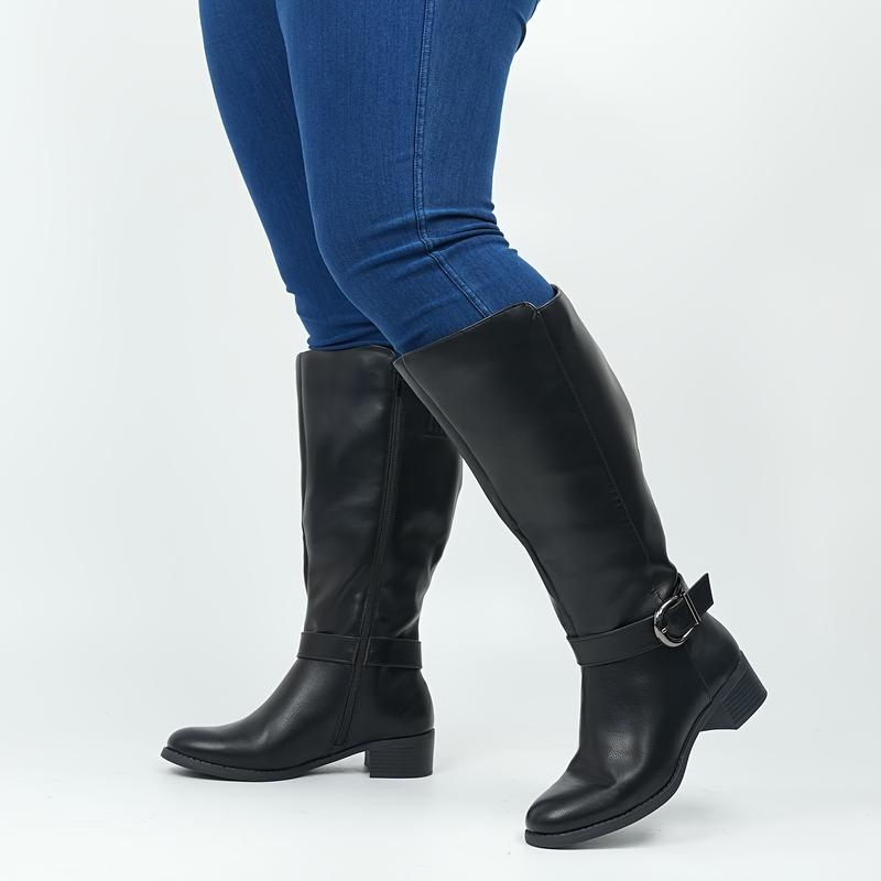 Women's Extra Wide Calf Zipper Side Open Knee Boots