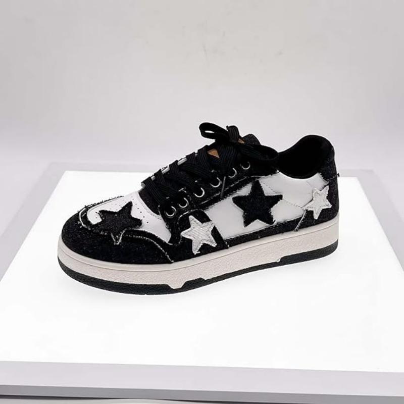 Old Star Platform Shoes, Cute Sneakers for Women Walking Outdoor, Fashionable Lace-up Shoes, Breathable Casual Shoes