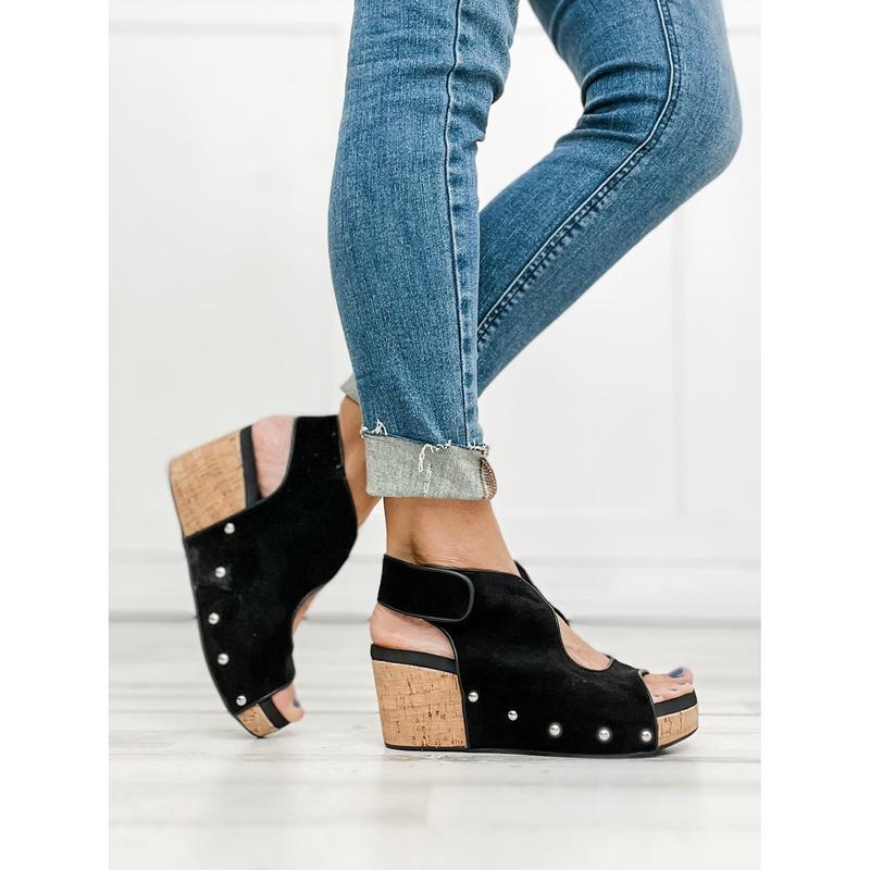 Corkys Frisky Wedge Sandals in Black