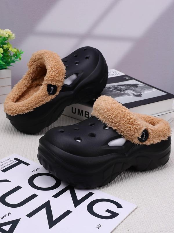 Women's Cute Plain Color Plush Slippers, 2024 New Style Casual Soft Comfortable Home Slippers, Warm Slippers for Indoor & Outdoor Use for Fall & Winter