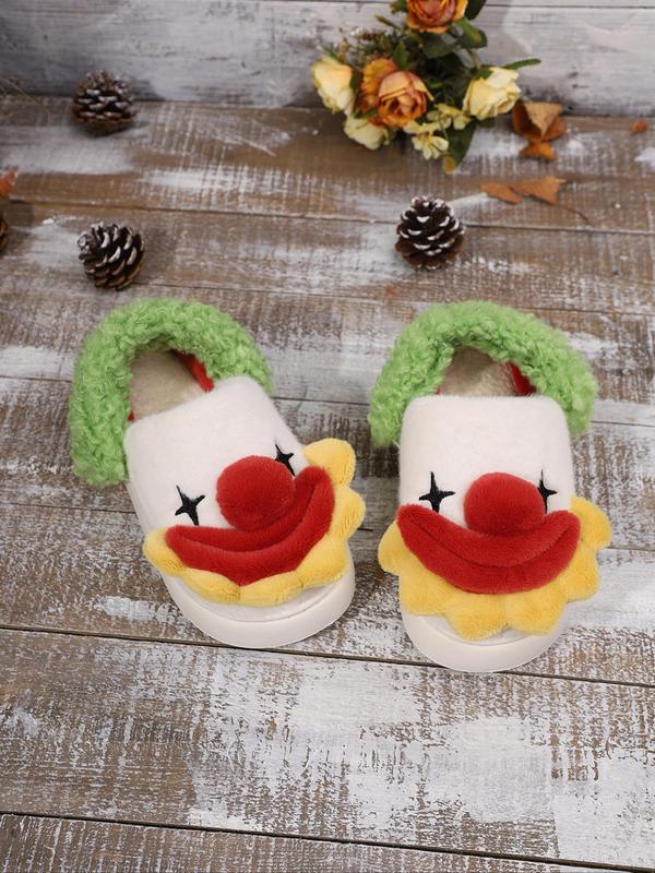 Women's Cute Cartoon Clown Design Plush Slippers, 2024 New Style Casual Soft Comfortable Home Slippers, Warm Slippers for Indoor & Outdoor Use for Fall & Winter