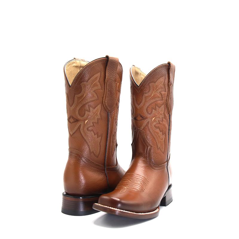 2555013158 -  Men's Vaquero Signature Rodeo Square Toe Boots Flor Entera Canela Difuminado