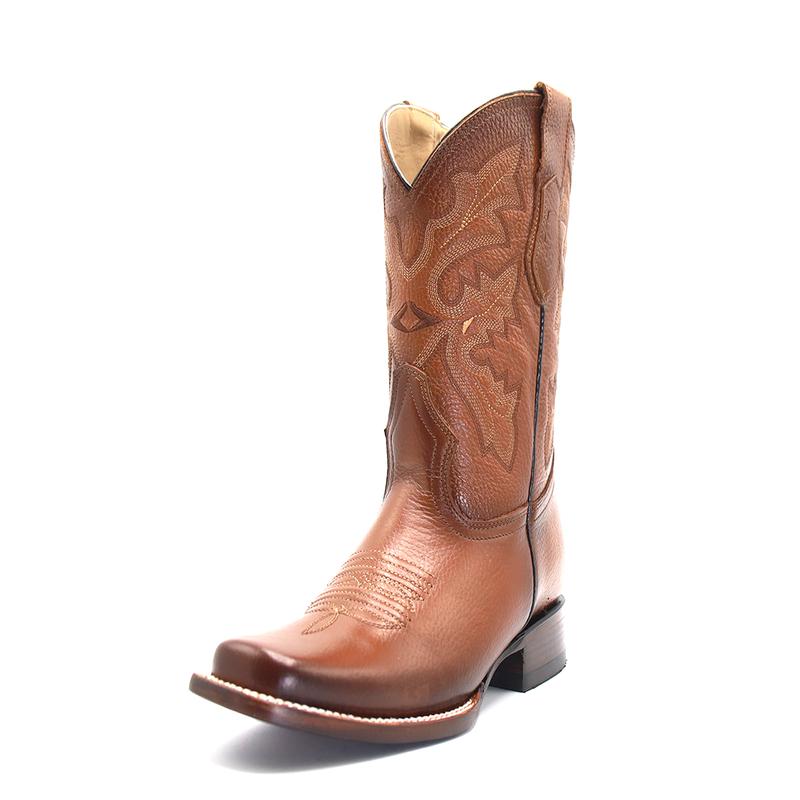 2555013158 -  Men's Vaquero Signature Rodeo Square Toe Boots Flor Entera Canela Difuminado