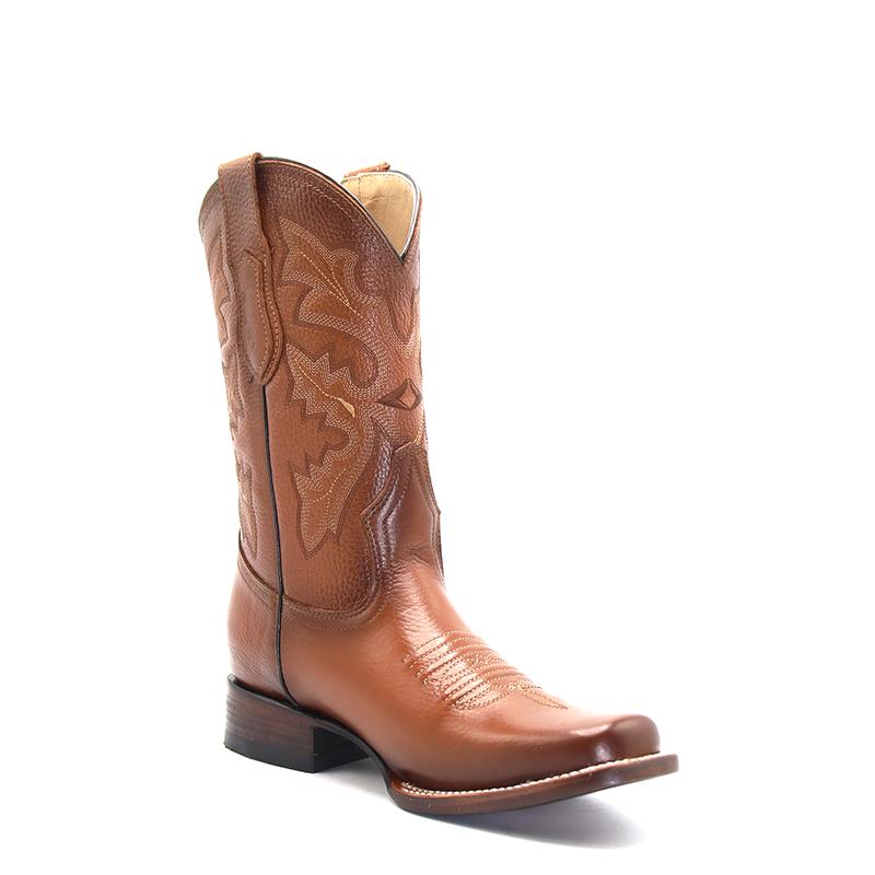 2555013158 -  Men's Vaquero Signature Rodeo Square Toe Boots Flor Entera Canela Difuminado