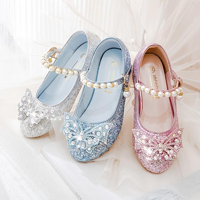 Fashionable and Elegant Sequined Pearl Bowknot High Heels, Lightweight Non-Slip Soft Bottom Wedding Shoes, Suitable for Performance Party, Spring 8308c-2