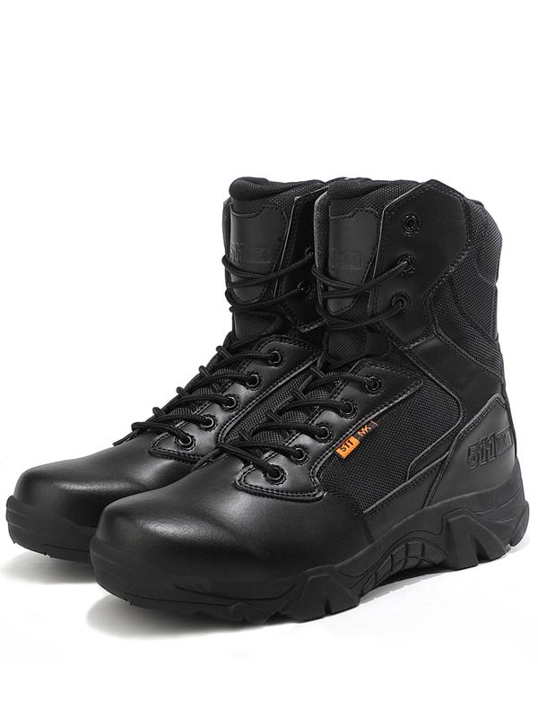 Men's Fashionable Plain Color Lace Up Combat Boots, Casual Comfortable Breathable Mid-calf Boots for Daily Wear, Perfect for Students and Outdoor Sports