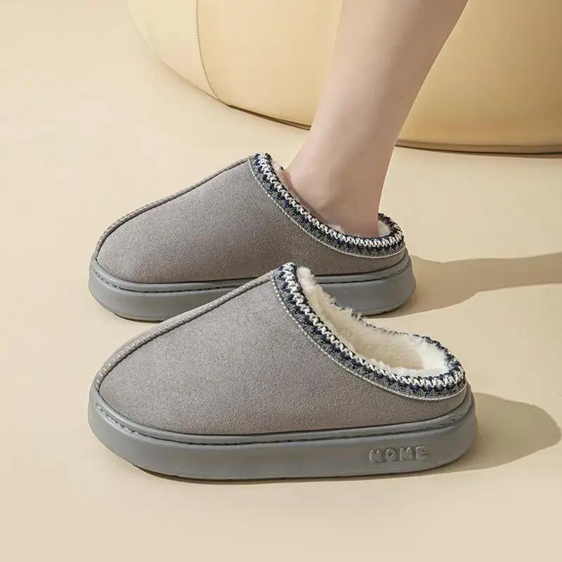 Women's Platform Fluffy Slippers Women House Flats Fashion Plush Winter Designer Shoes Ladies Home Elegant Casual Footwear Large Size NBYYCHD