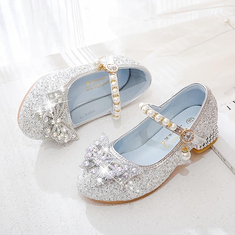 Fashionable and Elegant Sequined Pearl Bowknot High Heels, Lightweight Non-Slip Soft Bottom Wedding Shoes, Suitable for Performance Party, Spring 8308c-2