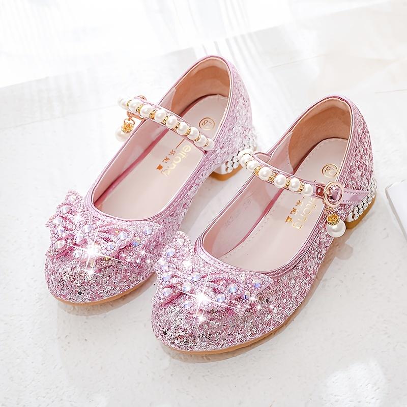 Fashionable and Elegant Sequined Pearl Bowknot High Heels, Lightweight Non-Slip Soft Bottom Wedding Shoes, Suitable for Performance Party, Spring 8308c-2