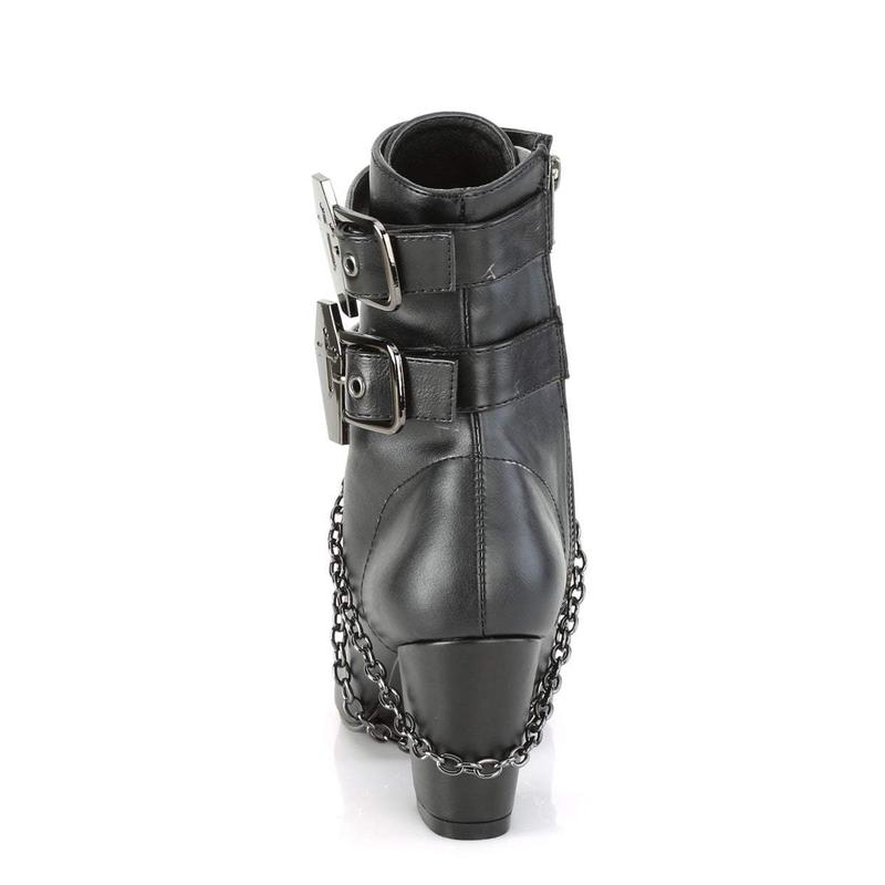 Demonia Vivika-128 Black Vegan Leather Ankle Boots