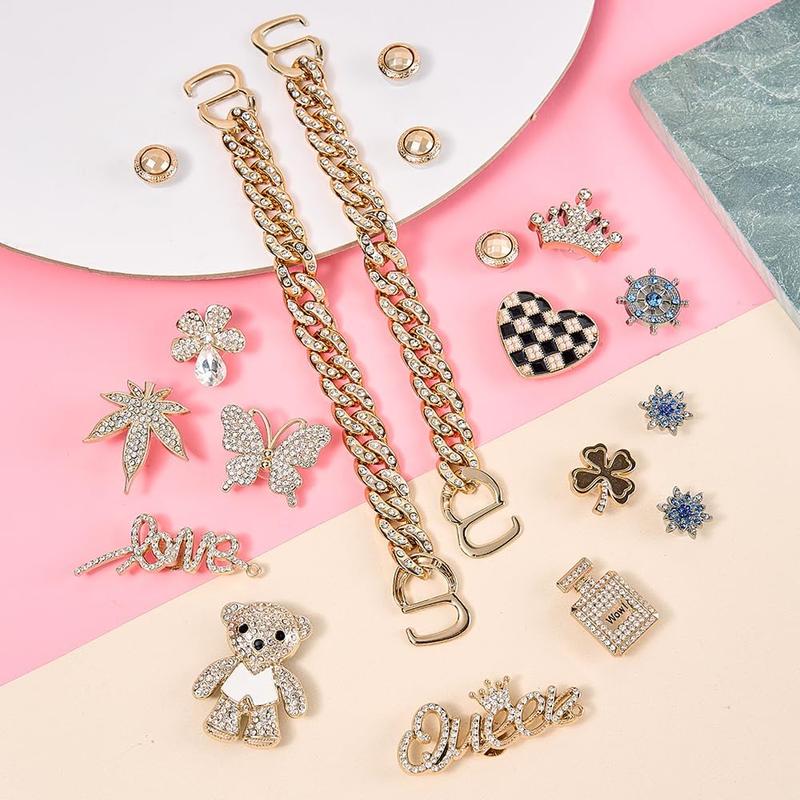 Bling Shoe Charms Girly Charms Bling Chain Shoes Accessories for Women Flower Clog Shoes Decoration Jewels Bling Cute Dcor for Girl Shoes Butterfly Jewelry Decorations for Party Favors Birthday Gifts