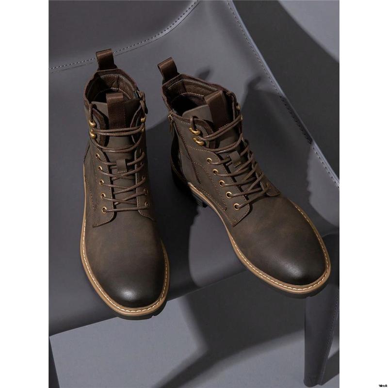 Child Valentine's Day date boots retro lace up casual waterproof men's men's small black boots motorcycle brown boots shoes