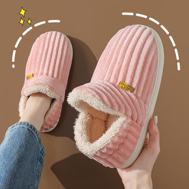 Winter Cotton Slippers Female Couple Home Warm Indoor Household Bag With Men's Thick Soled Postpartum Month Cotton Shoes Footwear Slide