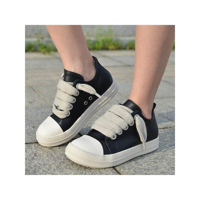 Low-Top Lace-Up Round Toe Chunky Sole Casual Athletic Sneakers