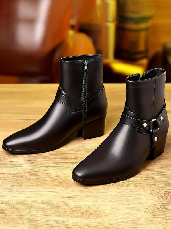 Men's Fashionable Patchwork Design Zipper Design Boots (1 Pair), Fashion Casual Mid-calf Boots for Daily Wear, Comfortable Shoes for Daily Wear, Perfect for Men and Outdoor