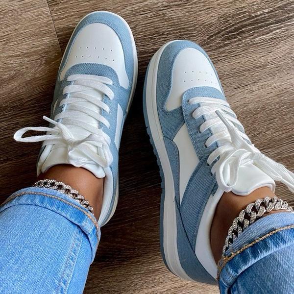 Women’sDenim and White Fashion Sneakers