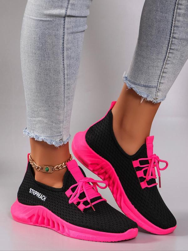 Women's Fashion Colorblock Lace Up Low Top Sneakers, Casual Comfortable Breathable Sports Running Shoes, All-match Basic Shoes for Daily Wear