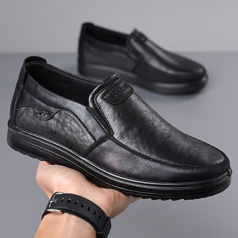 Men's Pure Heart Loafers, PU Leather Upper, Outdoor Casual Wearproof Antiskid Shoe, Men's Office Daily Shoes