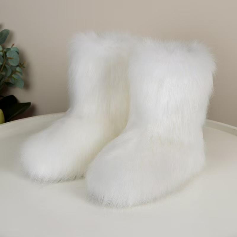 Cozy Faux Fur High-Top Boots - Soft Plush Lined, Warm, Comfortable, Fuzzy, Snow-Ready, Y2k-Inspired Winter Boots for Women - Perfect for Cold Weather, Casual Outings, and Trendy Fashion Statements slippershoes