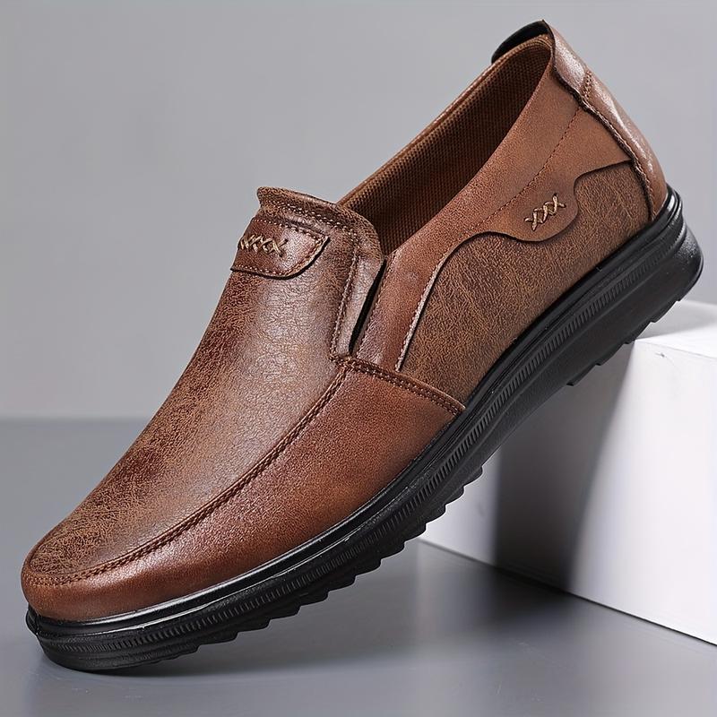 Men's Pure Heart Loafers, PU Leather Upper, Outdoor Casual Wearproof Antiskid Shoe, Men's Office Daily Shoes