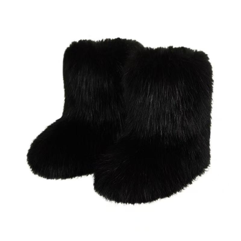 Cozy Faux Fur High-Top Boots - Soft Plush Lined, Warm, Comfortable, Fuzzy, Snow-Ready, Y2k-Inspired Winter Boots for Women - Perfect for Cold Weather, Casual Outings, and Trendy Fashion Statements slippershoes