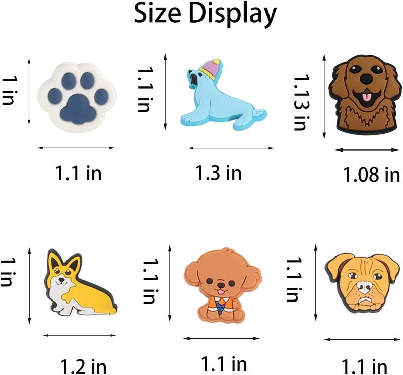 25 New Cartoon Animal Dog Series Hole Shoes, Flower Shoes, Buckle Accessories，Cute Garden Shoes Decoration