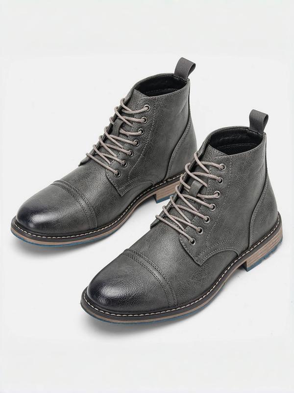 Men's Fashionable Plain Color Lace Up Ankle Boots, Casual Comfortable Classic Boots for Outdoor Wear, Male All-match Shoes for Daily Wear