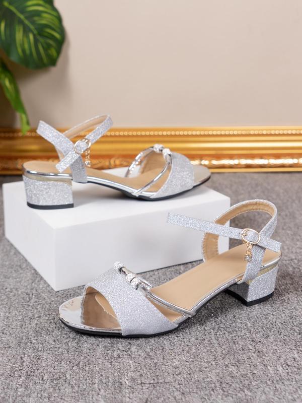 Women's Fashionable Rhinestone Decorated Buckle Sandals, 2024 New Style Elegant Open Toe High Heel Sandals for Party, Daily Clothing Decor for Women & Girls