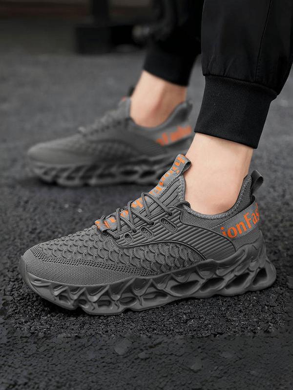 Men's Fashionable Letter Print Lace Up Sneakers, Casual Comfortable Breathable Sports Running Shoes, Male All-match Round Toe Chunky Sneakers for Daily Life