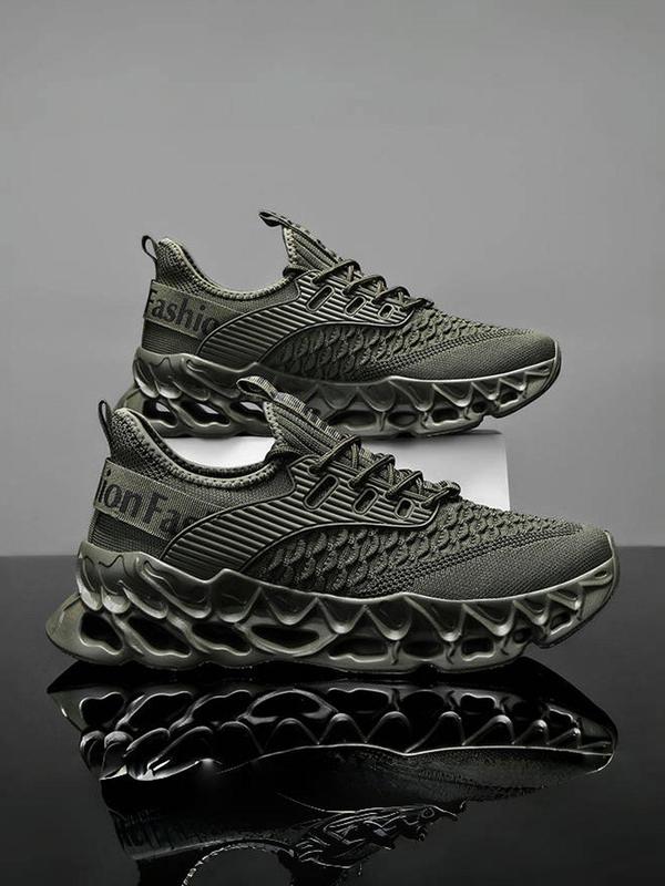 Men's Fashionable Letter Print Lace Up Sneakers, Casual Comfortable Breathable Sports Running Shoes, Male All-match Round Toe Chunky Sneakers for Daily Life