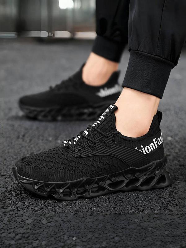 Men's Fashionable Letter Print Lace Up Sneakers, Casual Comfortable Breathable Sports Running Shoes, Male All-match Round Toe Chunky Sneakers for Daily Life