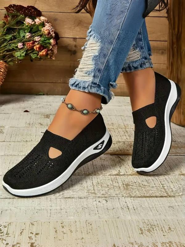 Women's Fashionable Hollow Out Design Slip on Sneakers, Casual Comfortable Breathable Sports Shoes, All-match Round Toe Walking Shoes for Daily Wear