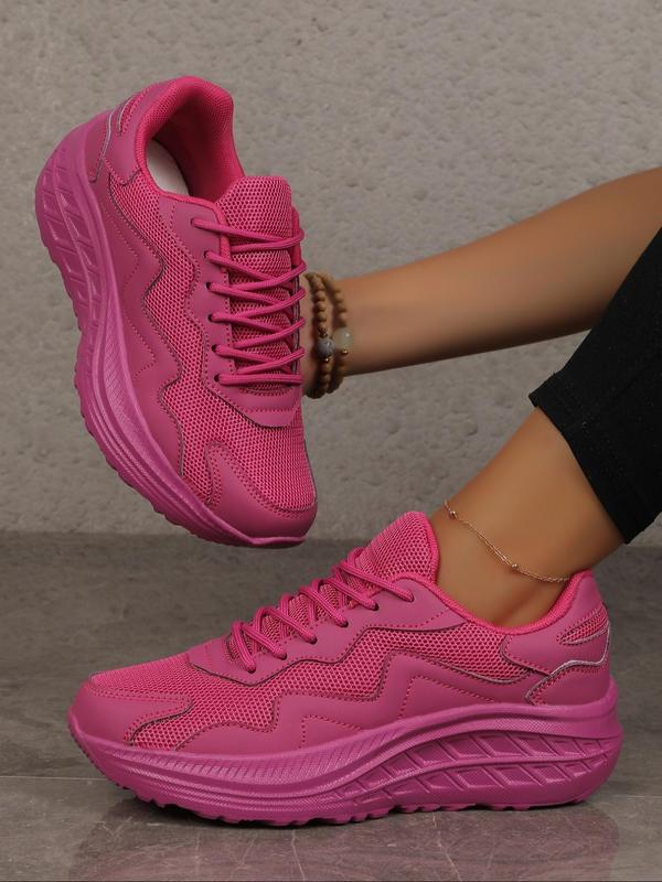 Women's Sporty Lace Up Low Top Running Shoes, Casual Comfortable Breathable Sneakers, Female All-match Round Toe Sports Shoes for Daily Wear