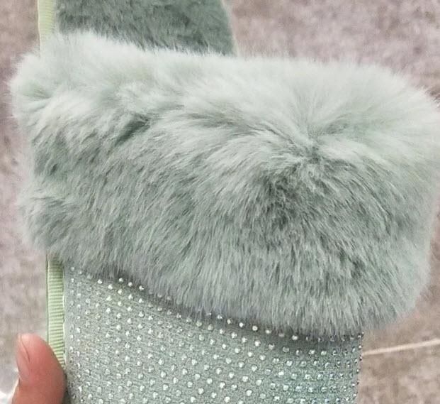 Size: 5-12 Rhinestone Soft Bottom Plush Slippers Footwear Comfort