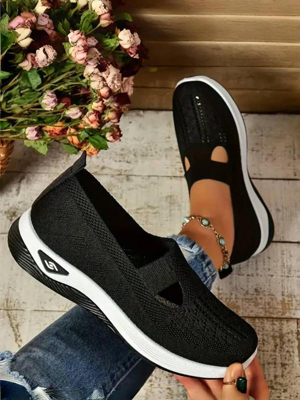 Women's Fashionable Hollow Out Design Slip on Sneakers, Casual Comfortable Breathable Sports Shoes, All-match Round Toe Walking Shoes for Daily Wear