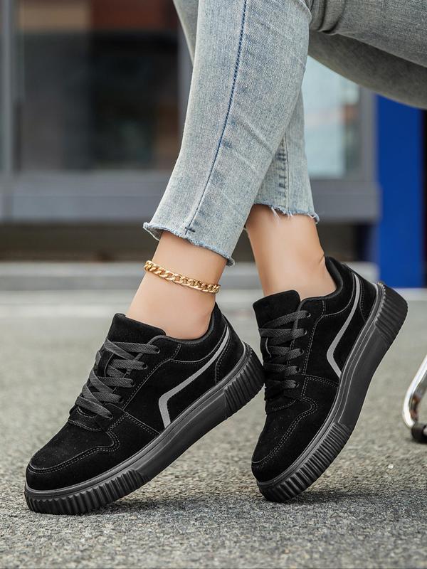 Women's Fashionable Lace Up Low Top Sneakers, Casual Comfortable Breathable Sports Shoes, All-match Round Toe Chunky Sneakers for Daily Wear