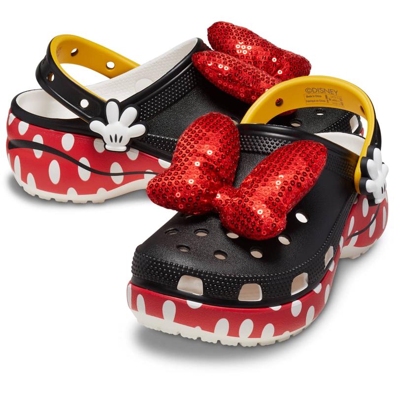 Crocs Women's Disney Minnie Mouse Classic Platform Clogs with Sequin Bow