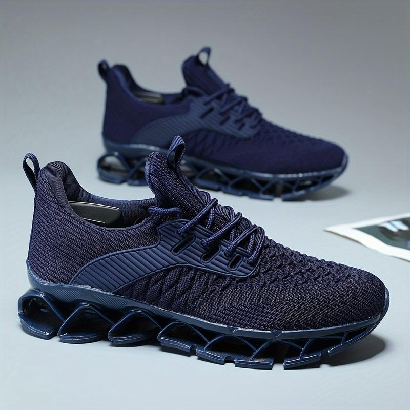 Mens Fashionable Woven Knit Running Shoes - Superbly Breathable, Streamlined Blade Style - Ultra-Comfort, Non-Slip, Shock-Absorbing Sneakers for Mens Outdoor Adventures