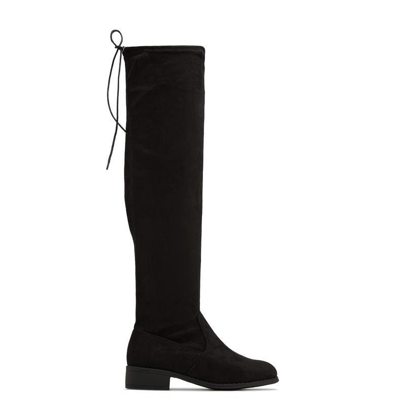 High & Low Over The Knee Flat Boots - Black