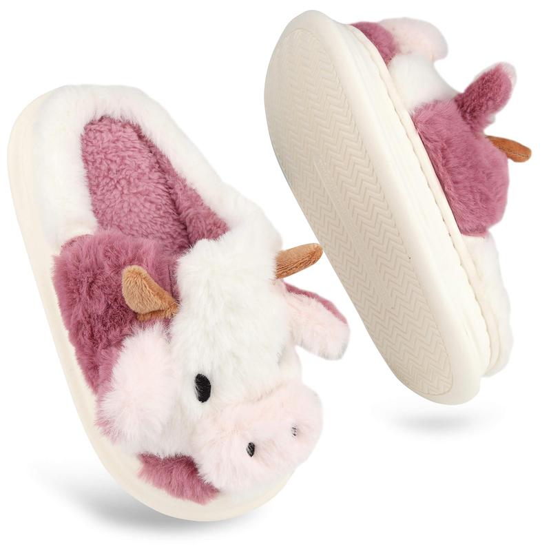 2024 christmas Comfort Cartoon Cow Cotton Slippers Cute Animal Fur Slippers Fashion Winter Warm Plush Slippers for Home Indoor Outdoor Women Girl