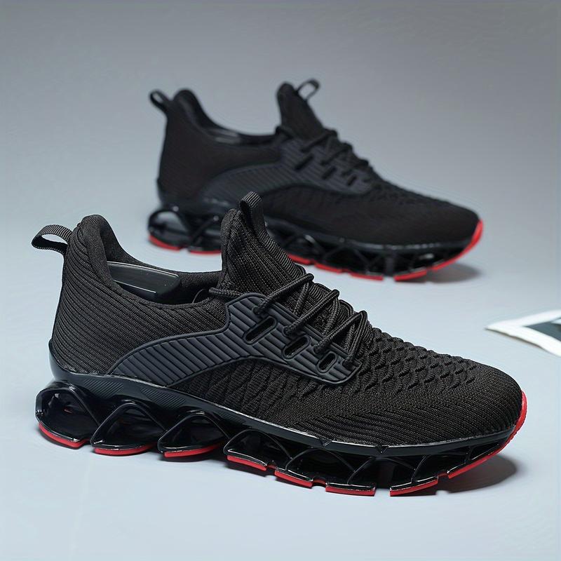 Mens Fashionable Woven Knit Running Shoes - Superbly Breathable, Streamlined Blade Style - Ultra-Comfort, Non-Slip, Shock-Absorbing Sneakers for Mens Outdoor Adventures