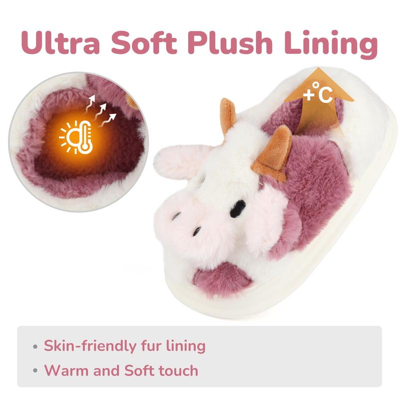 2024 christmas Comfort Cartoon Cow Cotton Slippers Cute Animal Fur Slippers Fashion Winter Warm Plush Slippers for Home Indoor Outdoor Women Girl