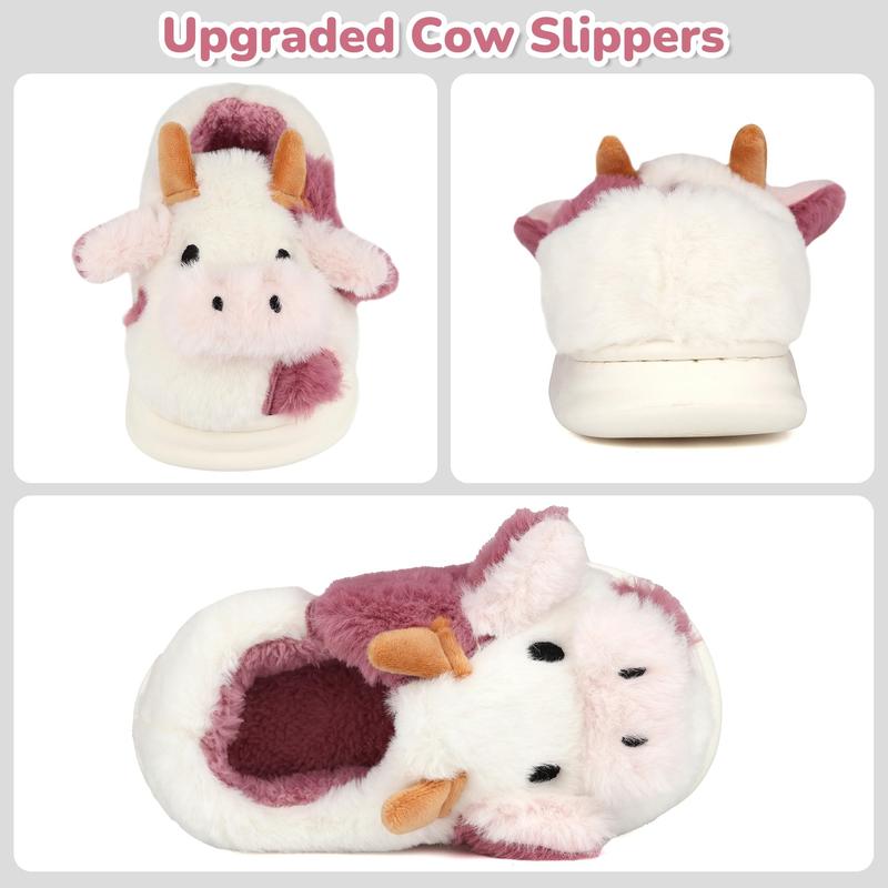 2024 christmas Comfort Cartoon Cow Cotton Slippers Cute Animal Fur Slippers Fashion Winter Warm Plush Slippers for Home Indoor Outdoor Women Girl