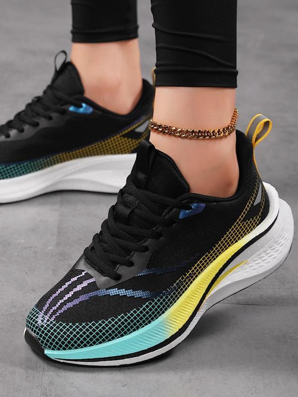 Women's Colorblock Lace Up Running Shoes, Casual Breathable Comfortable Sports Shoes, Female All-match Round Toe Shoes for Daily Wear