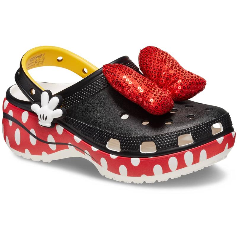 Crocs Women's Disney Minnie Mouse Classic Platform Clogs with Sequin Bow