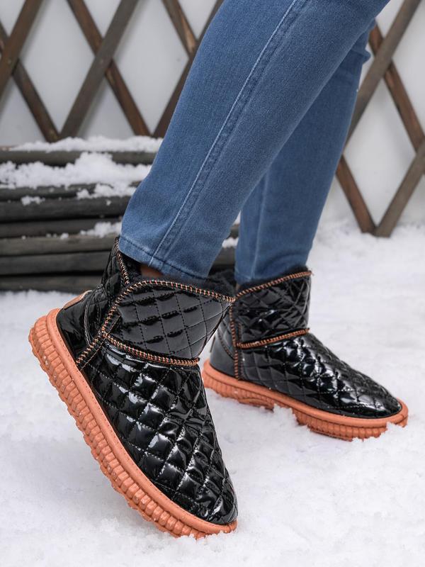 Women's Fashionable Quilted Design Snow Boots, Casual Comfortable Warm Snow Boots for Winter, Non-slip Platform Boots for Outdoor