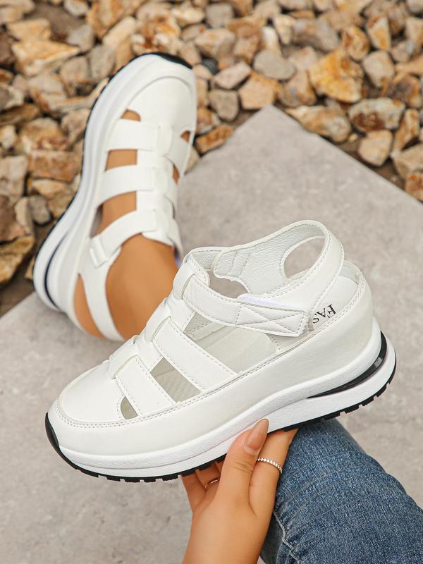 Women's Fashion Hollow Out Design Velcro Sandals Back To School, Casual Comfortable Platform Walking Shoes for Summer, All-match Commuter Shoes for Daily Wear, Footwear