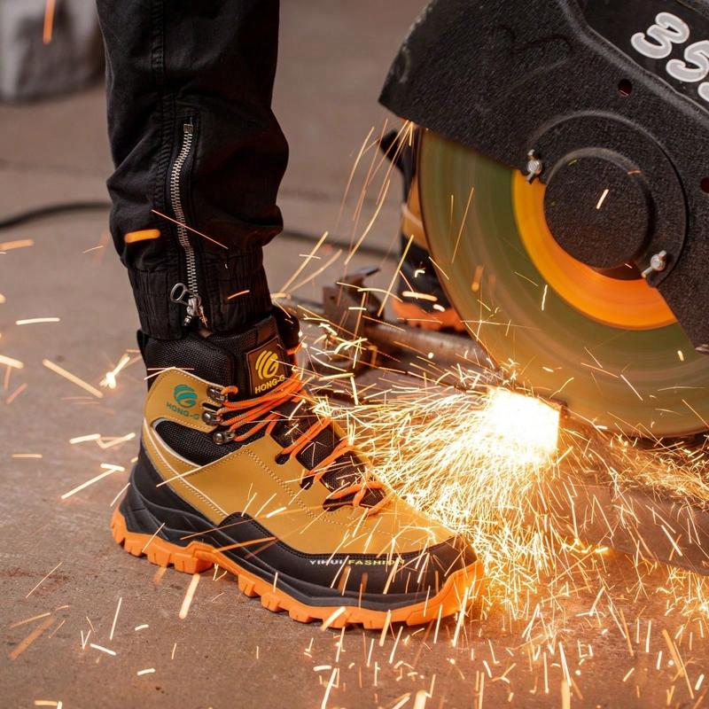 Men's Steel Toe Shoes Waterproof Soft Durable Work Boots Indestructible Comfortable Safety Shoes Anti-Slip Work Shoes