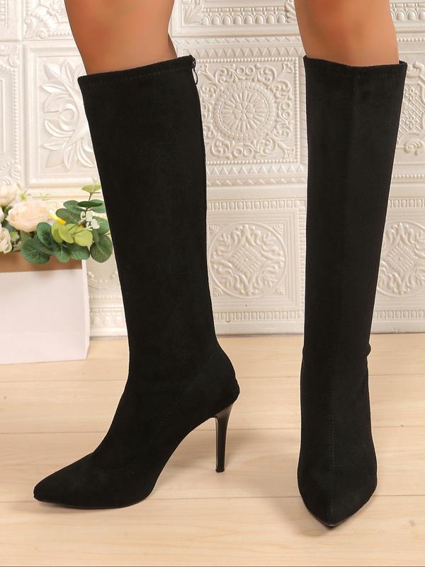 Women's Fashionable Solid Color Stiletto Heeled Boots, Elegant Pointed Toe High Heel Boots for Party, Daily Clothing Decor for Women & Girls